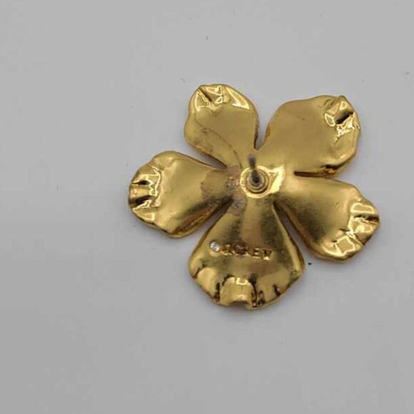 NWOT  J Crew Gold Flower Stud Earrings with Crystal Center - Picture 7 of 7
